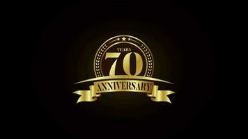 Anniversary logo design animation video footage. Golden birthday celebration