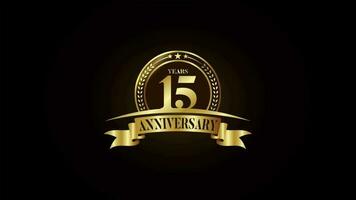 Anniversary logo design animation video footage. Golden birthday celebration