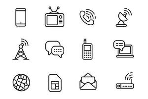 Set of telecommunication icons in linear style isolated on white background vector