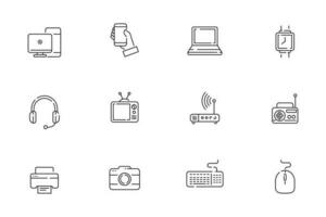 Set of gadgets and electronic icons in line style isolated on white background vector