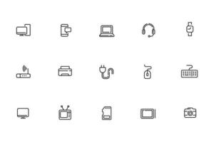 Set of gadget icons in simple line style isolated on white background vector