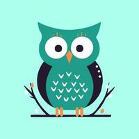 Owl flat design logo illustration is wise and sophisticated, perfect for brands that value knowledge and insight. vector