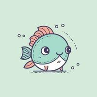 linda kawaii pescado ilustración es adorable y vibrante, Perfecto para diseños ese son juguetón y animado vector