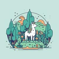 linda y vistoso kawaii unicornio ilustración Perfecto para ninguna divertido y caprichoso diseño proyecto vector