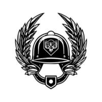 Military helmet logo design is strong and bold, perfect for brands that want to showcase toughness and resilience. vector