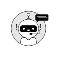 robot icono t con habla burbuja en circulo vector ilustración