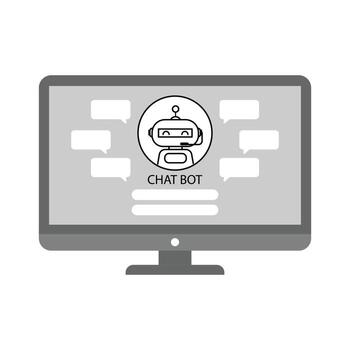 Artificial Intelligence Robot  on Computer Screen. vector