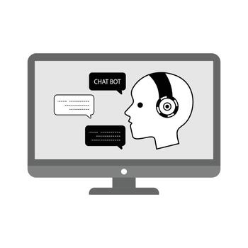 Artificial Intelligence Robot  on Computer Screen. vector