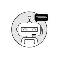 robot icono t con habla burbuja en circulo vector ilustración