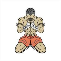 Illustration of a Muay Thai Fighter vector