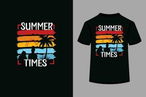 Summer times stripe creative typography t shirt design vector