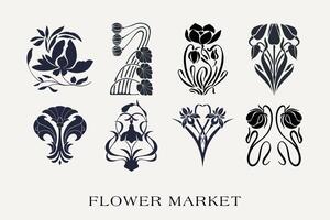 A set of floral posters. Hand drawn design for wallpaper, wall decor, print, postcard, cover, template, banner. vector