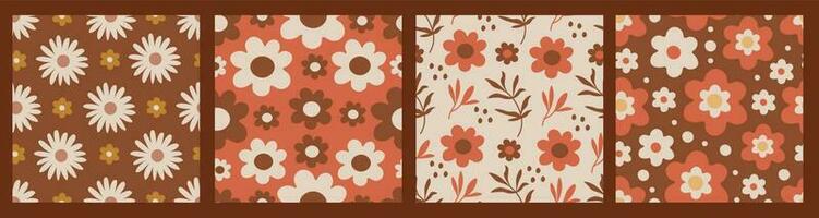 Daisy Vintage Seamless Pattern Set vector