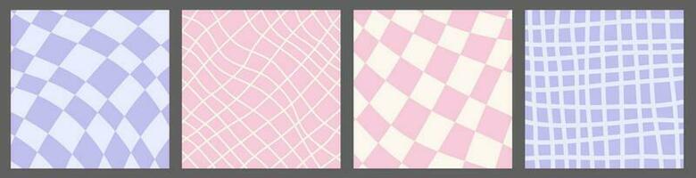 Chessboard and grid background set vector