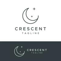 Logo design template crescent and star with modern concept isolated on background. vector