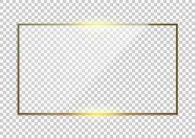 Luxury gold border isolated on transparent background. Glowing gradient effect rectangle frame. Vector illustration