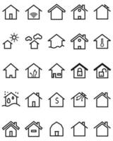 Set of home icon, Thin outline shape of house vector. vector