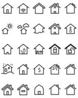 Set of home icon, Thin outline shape of house vector. vector