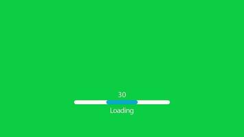 Loading bar animation on green screen background, blue downloading bar loading 0 to 100 percent 4k motion graphic chroma key video