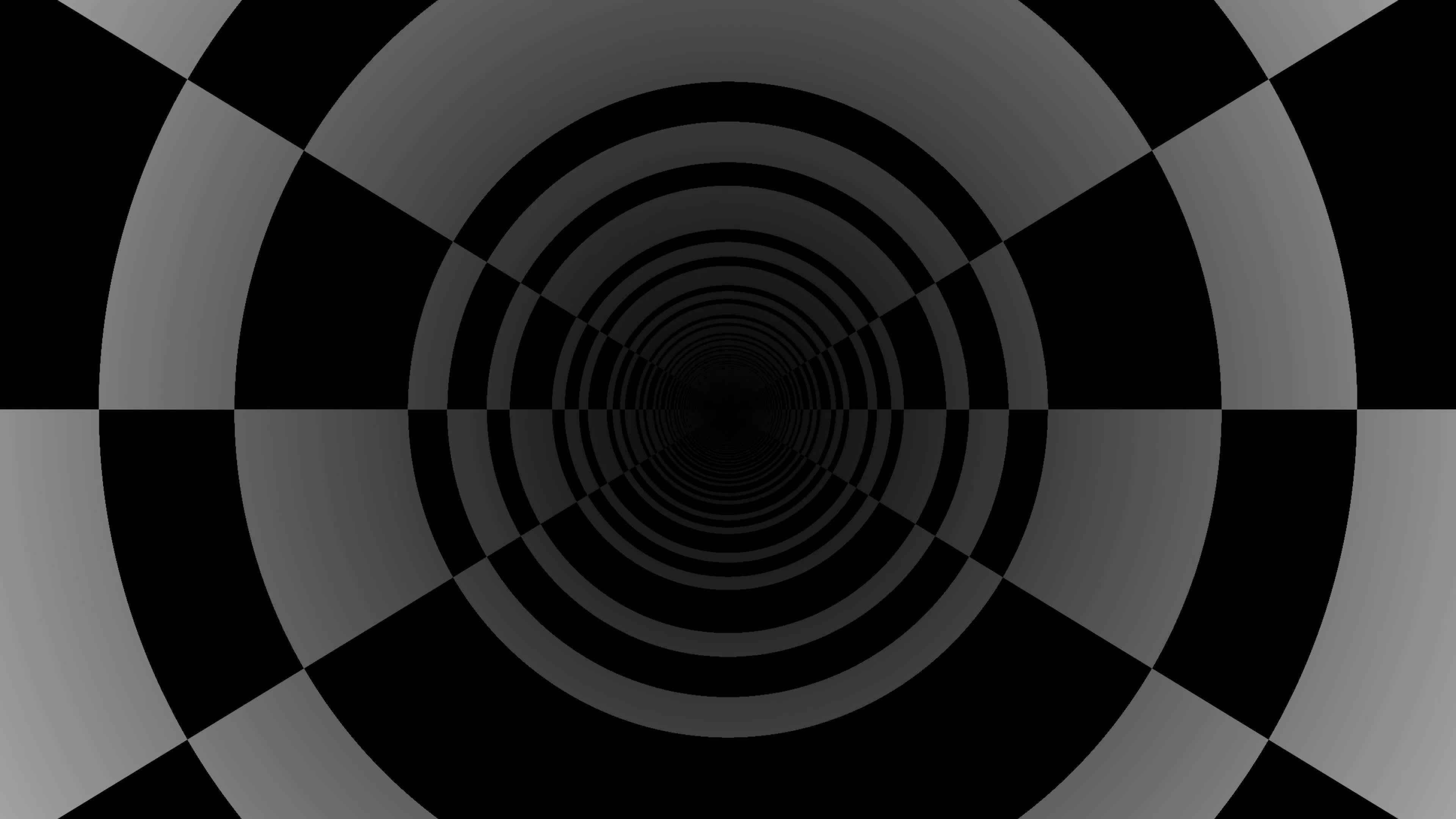 Black and white checkboard 3d tunnel endless loop moving forward