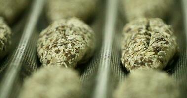 Baguette Pan With Bread Dough Topped With Multigrain Seeds. - close up, sliding shot video