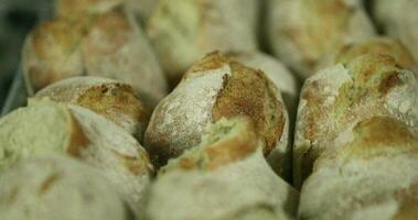 Freshly Baked Sourdough Bread With Crusty Texture.  - close up, sliding shot video