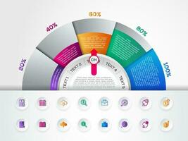 Business Infographic Template with 5 Steps of Percentage Progress for Project Workflow vector