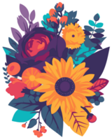 decorative floral design element, colorful flower art for sticker, printing, t shirt png