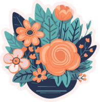 flores e folhas ramalhete arte, floral decorativo ilustração para adesivo e impressão png