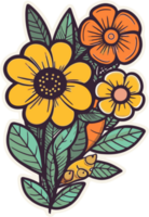 abstrato colorida flor rabisco arte, floral decorativo ilustração para adesivo e impressão png