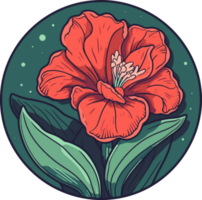 hibiscus flower art, floral decorative illustration for sticker and printing png