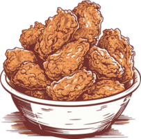 lots of fried chicken in a white bowl png