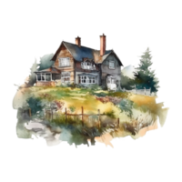 Home watercolor clipart, png