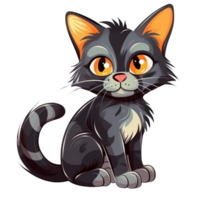 gato dibujos animados personaje clipart, ai generado png