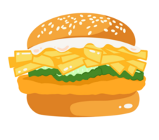 Hamburger con francese patatine fritte png