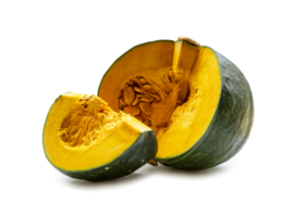 färsk kabocha eller grön japansk pumpa med skiva isolerat med klippning väg och skugga i png fil formatera