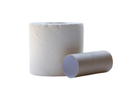Single roll of white tissue paper or napkin prepared for use in toilet or restroom isolated with clipping path in png file format