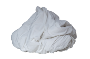 White blanket in hotel room leaved untidy after guest's use over night isolated with clipping path in png file format