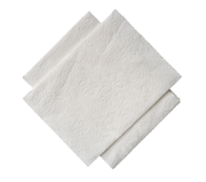 Haut vue de deux plié pièces de blanc tissu papier ou serviette de table dans empiler isolé avec coupure chemin dans png fichier format