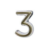 Number 3 3D render transparent background png