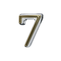 Number 7 3D render transparent background png