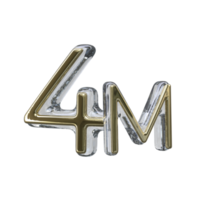 número 4m 3d render transparente fundo png