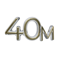 número 40m 3d render transparente fundo png