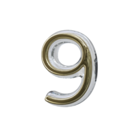 Number 9 3D render transparent background png