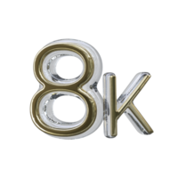 número 8k 3d render transparente fundo png