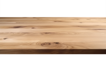 Wooden table surface on transparent background, as . Front view. Tabletop. Cut out element. Copy space for your object, product presentation. Display, promotion, advertising. . png