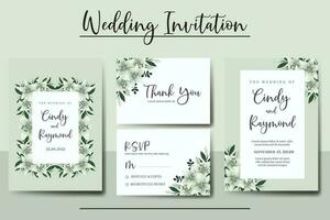 Wedding invitation frame set, floral watercolor Digital hand drawn White Lily Flower design Invitation Card Template vector