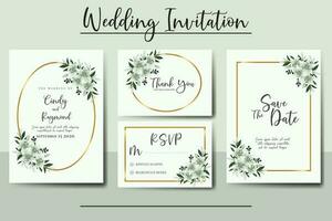 Wedding invitation frame set, floral watercolor Digital hand drawn White Lily Flower design Invitation Card Template vector