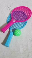 Beach tennis set on sand, summer sport activity photo