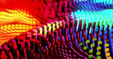 abstract of geometric block with colorful glowing by 3d render. video